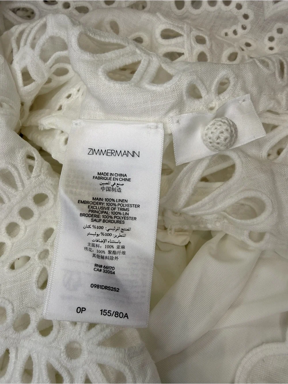 Zimmermann Acacia Broderie Mini Dress - Size OP - Picture 9 of 10